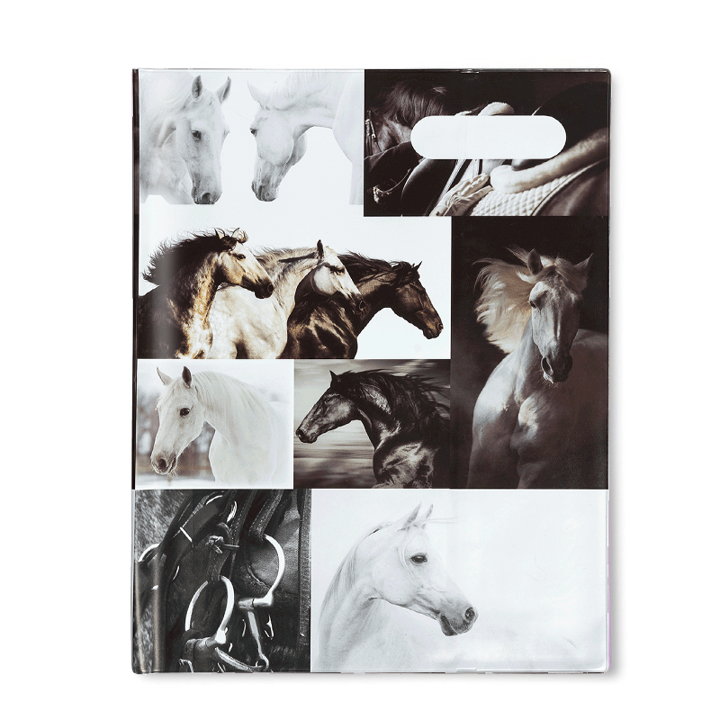 Slip-on Book Cover 9x7" Black & White Horses 4