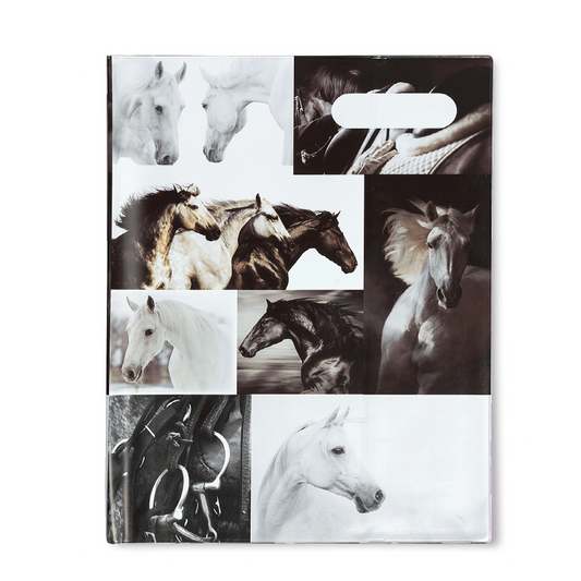 Slip-on Book Cover 9x7" Black & White Horses 4