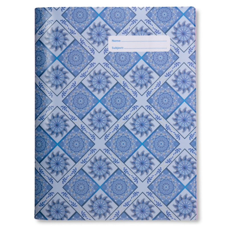 Slip-on Book Cover Scrapbook Boho Blue