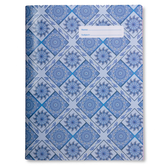 Slip-on Book Cover Scrapbook Boho Blue