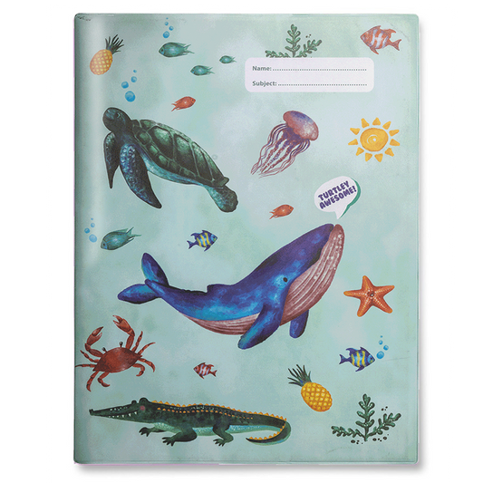 Slip-on Book Cover Scrapbook Sea Creatures