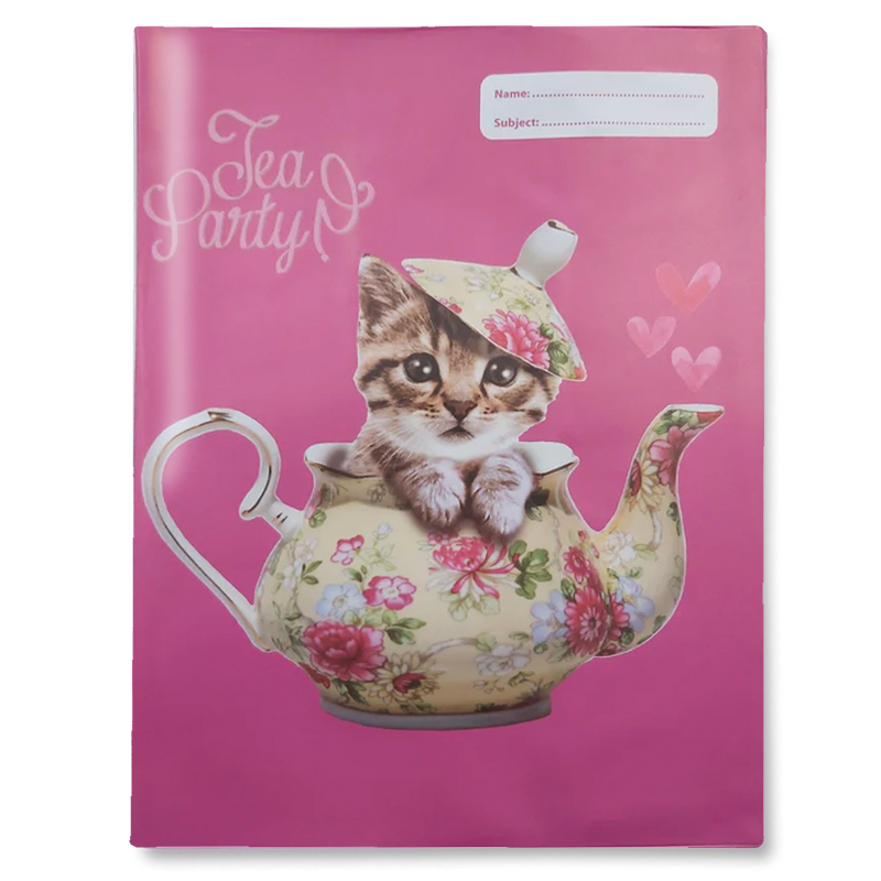 Slip-on Book Cover Scrapbook Teapot Cat