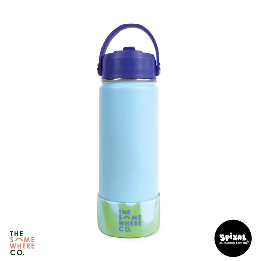 The Somewhere Co 500ml Water Bottle Blue Swirl