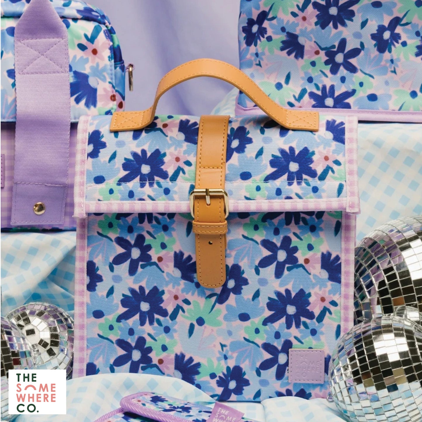 The Somewhere Co Lunch Satchel Blue Meadow