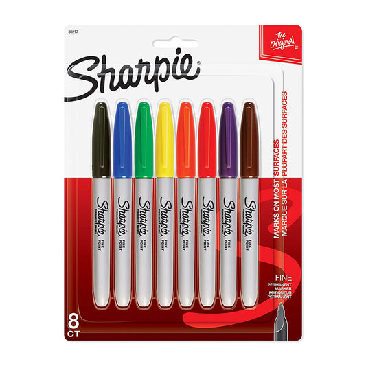 Sharpie Fine Point Marker Permanent 1.0mm  Assorted Pk/8