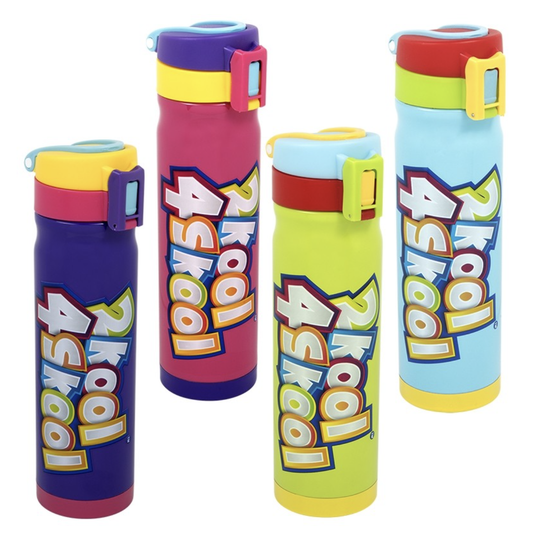 2Kool Vacuum Seal Stainless Steel Drink Bottle comes with color blue, purple, pink & yellow