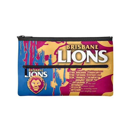 Pencil Case Neoprene 350x230mm Brisbane Lions back