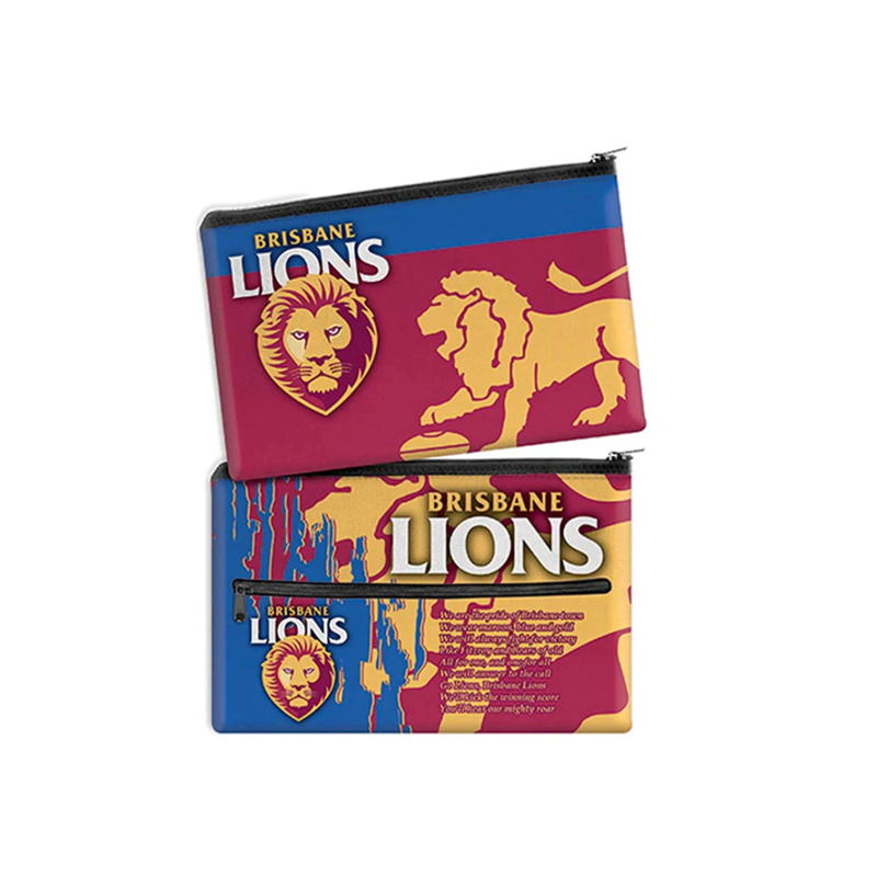 Pencil Case Neoprene 350x230mm Brisbane Lions front & back