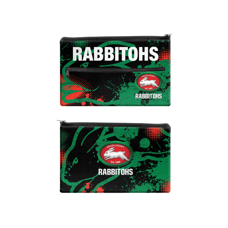 NRL Pencil Case Neoprene 350x230mm Sth Sydney Rabbitohs