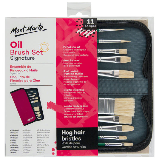 Mont Marte Brush Set Wallet  11 Piece - Oil - front view