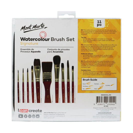 Mont Marte Brush Set Wallet  11 Piece - Watercolour - back view