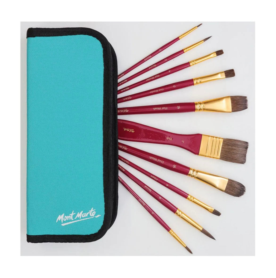 Mont Marte Brush Set Wallet  11 Piece - Watercolour with zip case