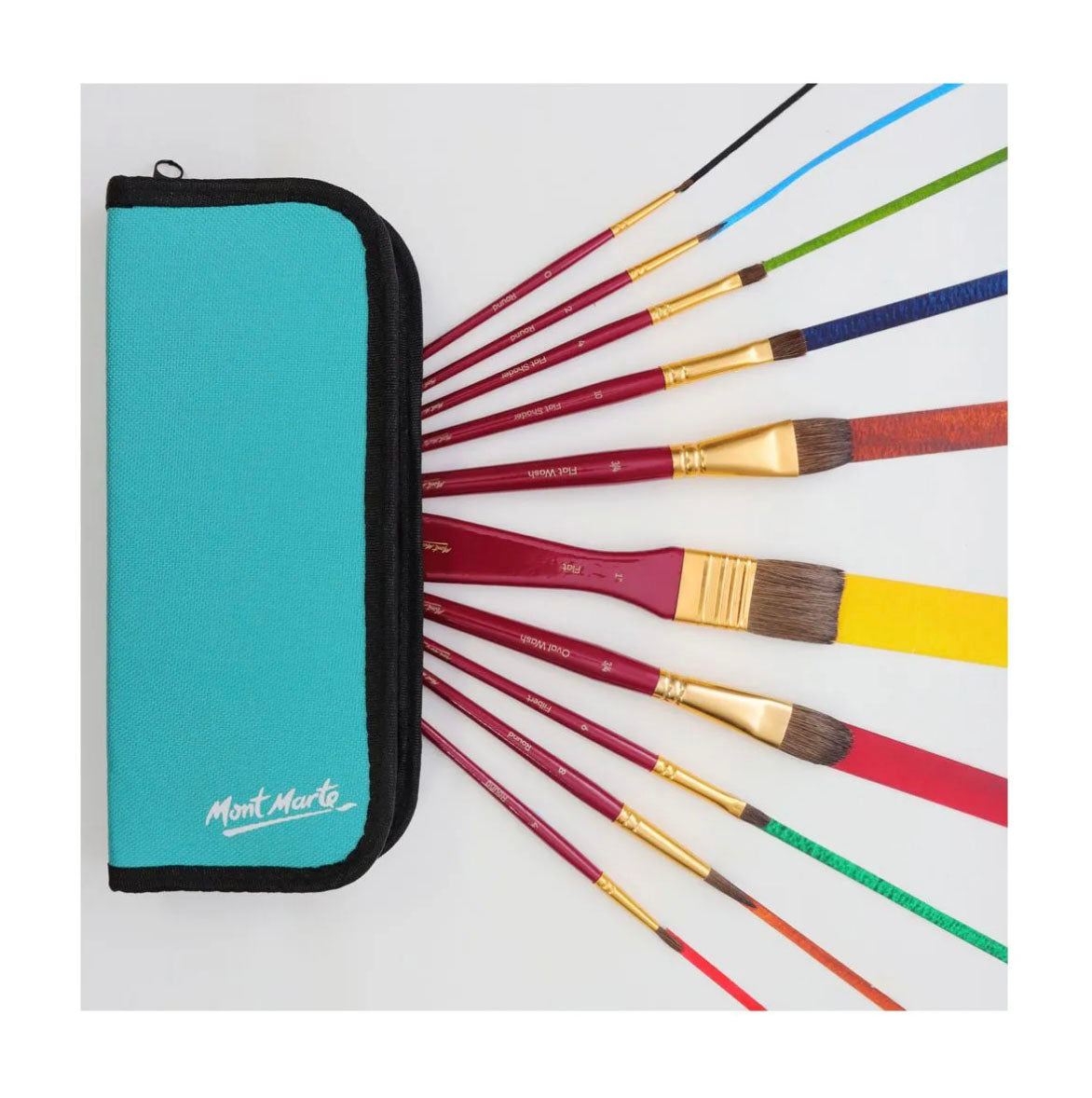 Mont Marte Brush Set Wallet  11 Piece - Watercolour - with zip case, ergonomics brushes