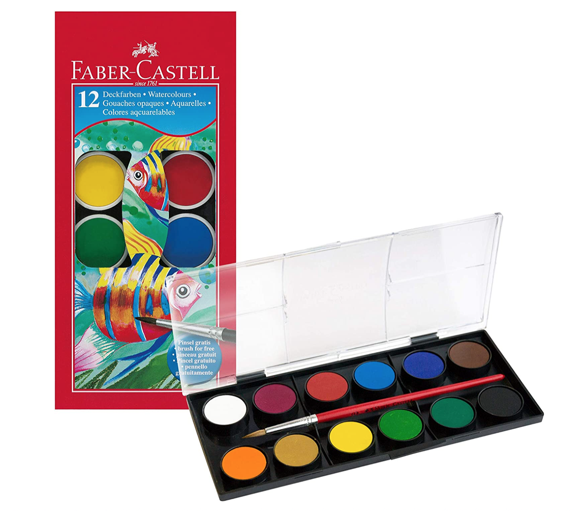 Faber Castell Classic School Watercolour Paint Set inside