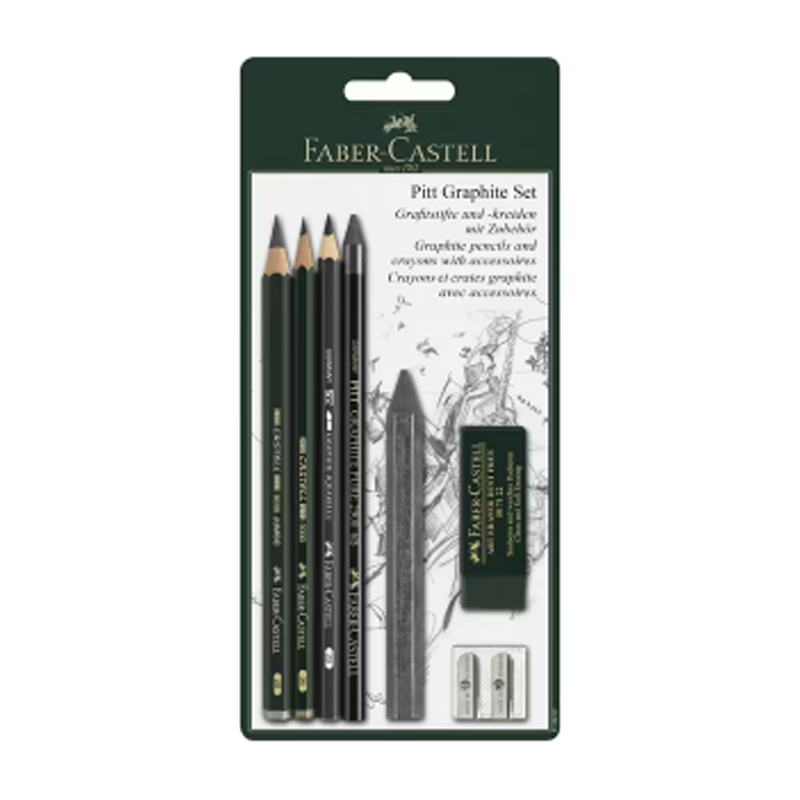 Faber Castell Graphite Pitt Set 5xPencils,Eraser,Sharpener