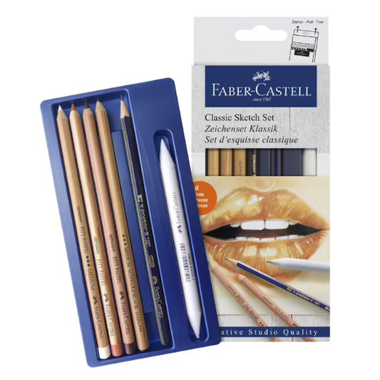 Faber Castell Mixed Media Sketch Set, Classic Set of 6 - has 2B gradation