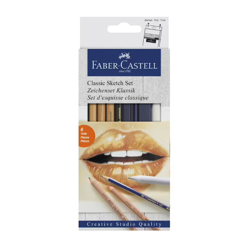 Faber Castell Mixed Media Sketch Set, Classic Set of 6 - has 2B gradation