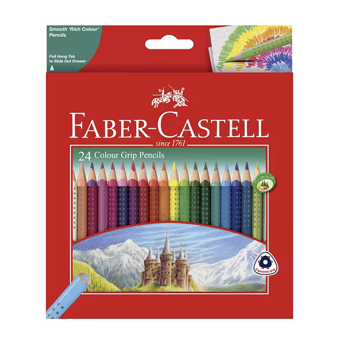 Faber Castell Colour Grip Triangular Pencils 24 Pack 