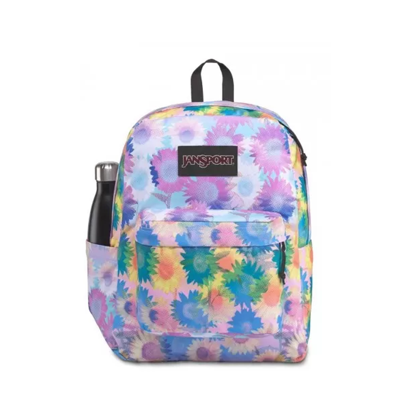 Jansport Backpack Superbreak Plus Sunflower Field 25Litre Blue/Pink/Yellow Sunflower front view