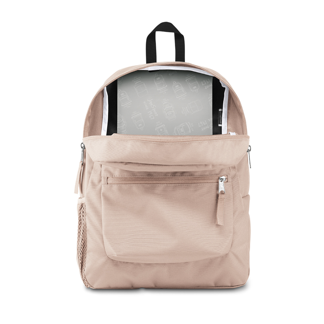 Jansport Cross Town Backpack Misty Rose inside view