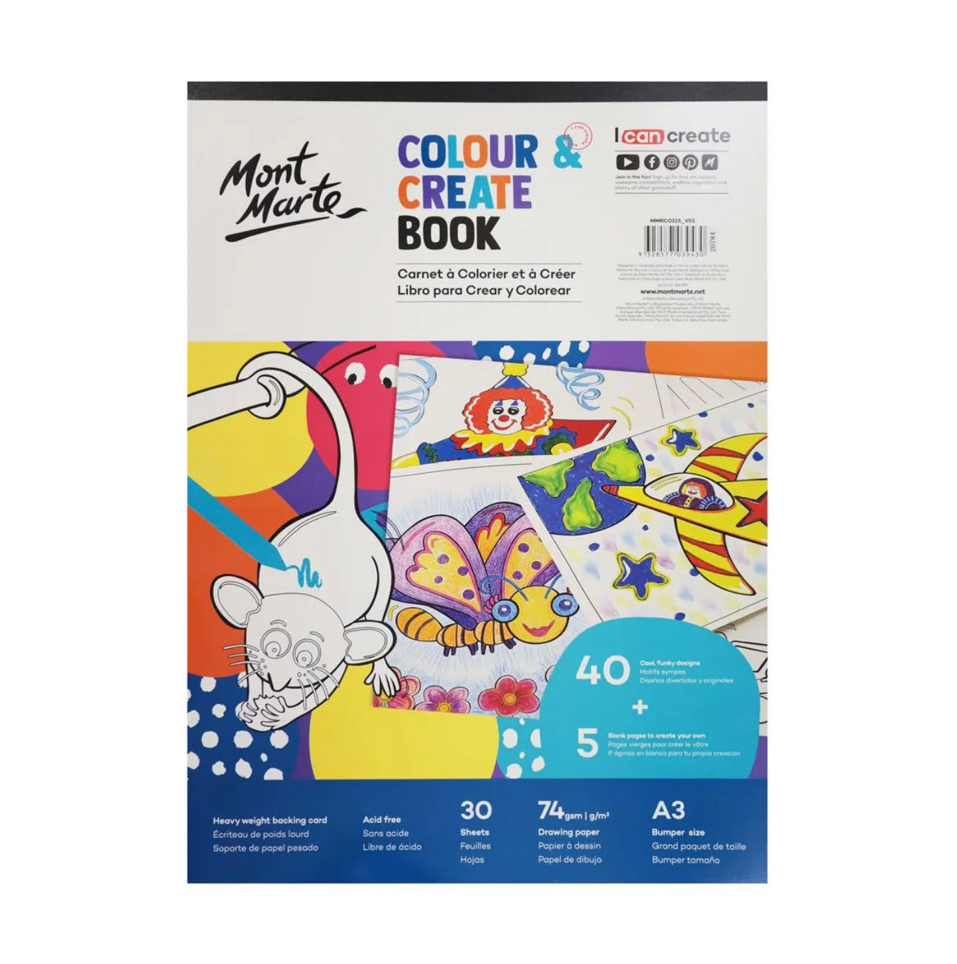 Mont Marte Colour and Create Book Paint and Draw Pad A3 - front view