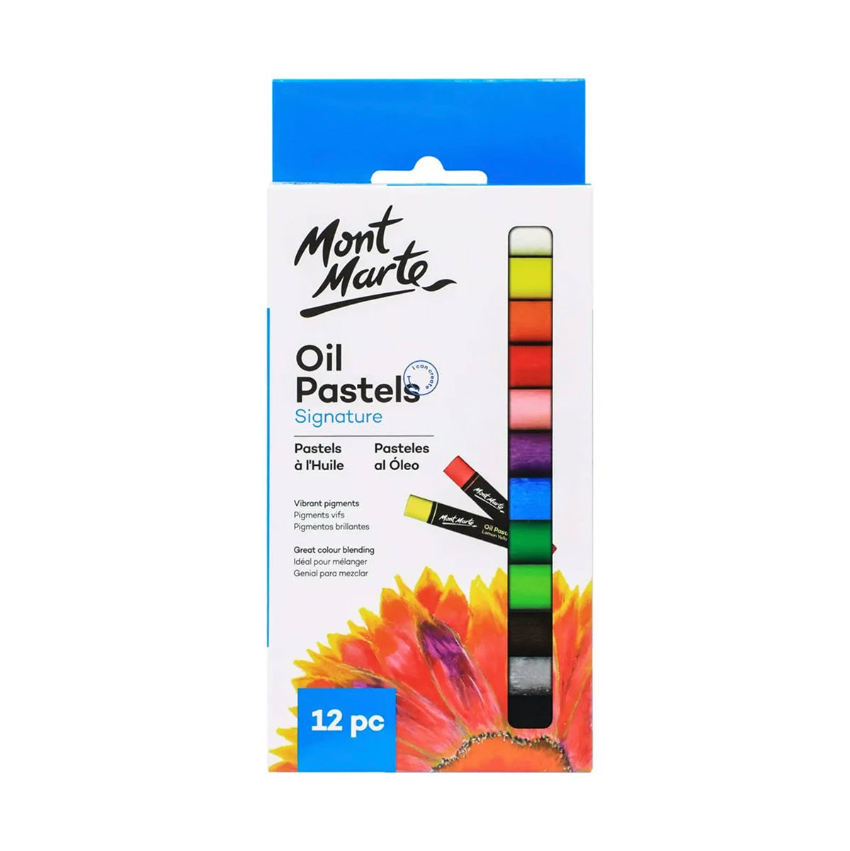 Mont Marte Oil Pastels 12pc - front view