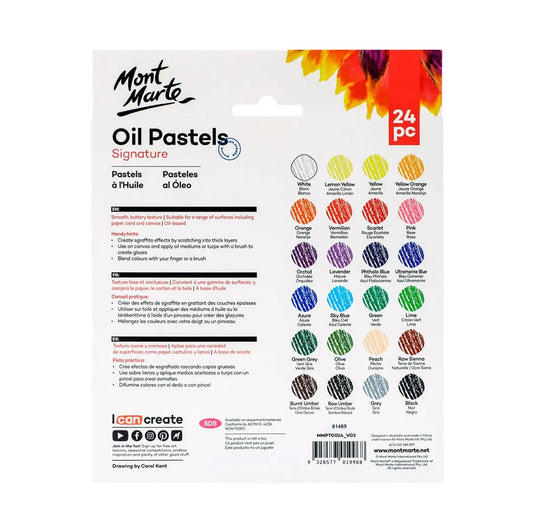 Mont Marte Oil Pastels 24pc - back view