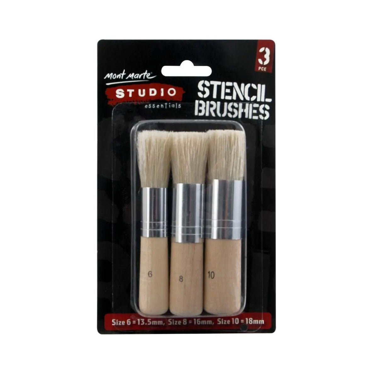 Mont Monte Stencil Brushes 3 Pack - front view