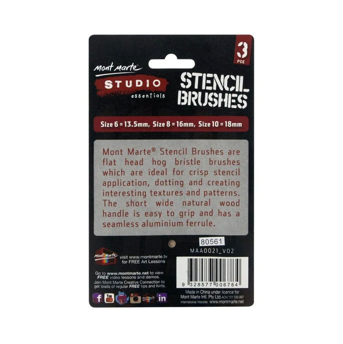 Mont Monte Stencil Brushes 3 Pack