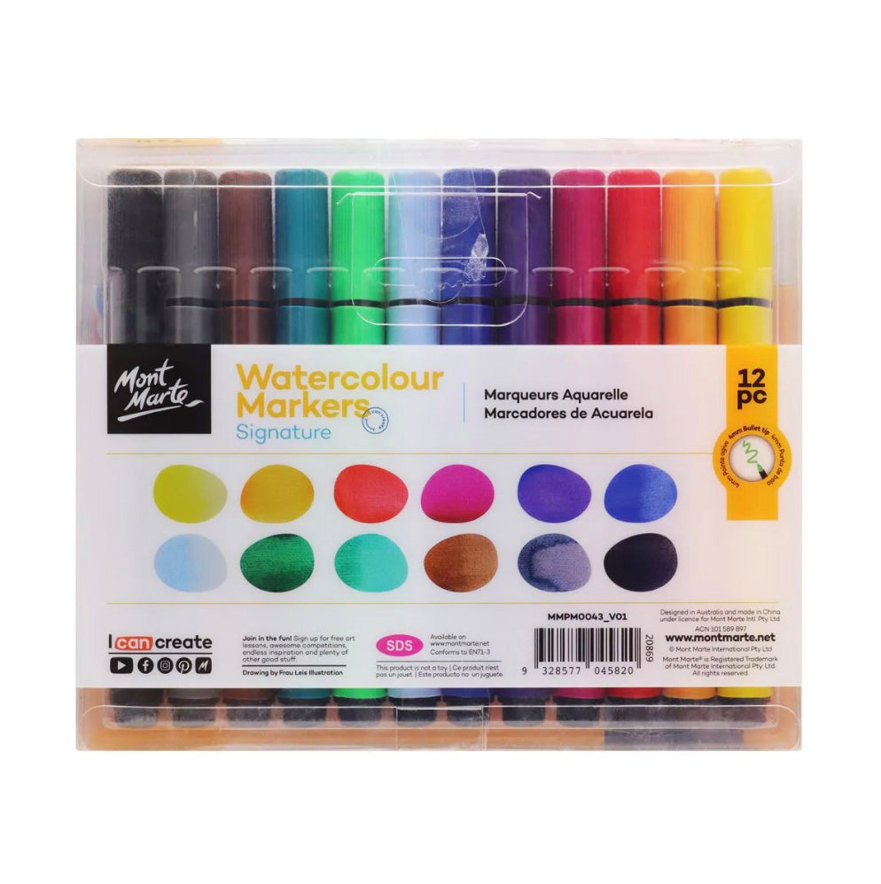 Mont Marte Watercolour Markers Tri Grip Signature 12pc