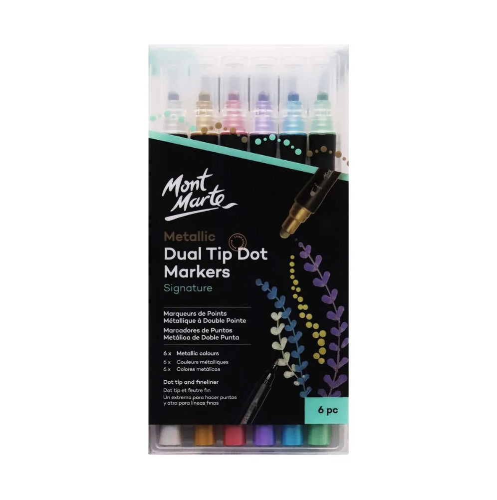 Mont Marte Metallic Dual Tip Dot Markers Signature 6pc - front view