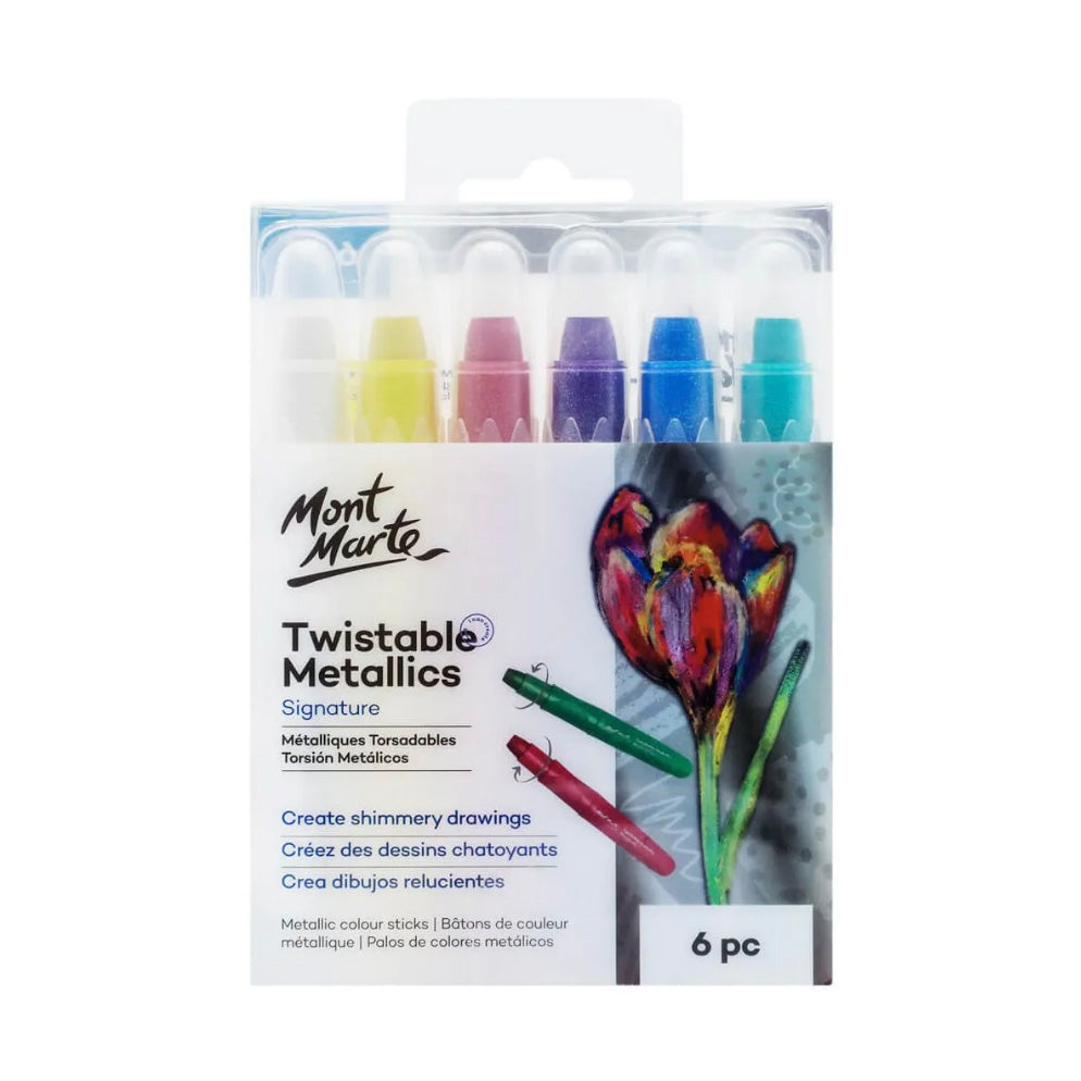 Mont Marte Twistable Metallics Crayons Signature 6pc - front view