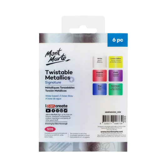 Mont Marte Twistable Metallics Crayons Signature 6pc - back view