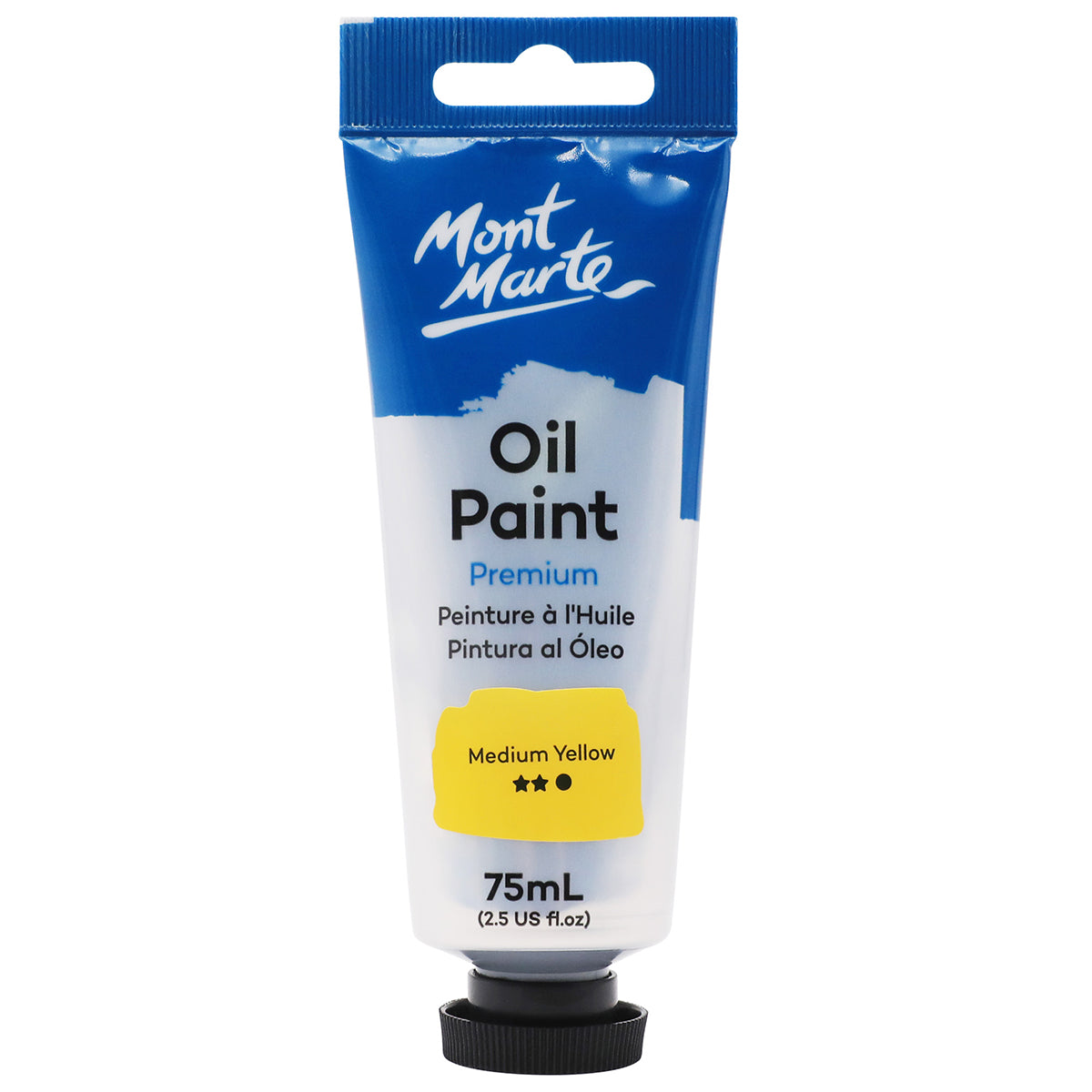 Mont Marte Premium Oil Paint 75ml - Medium Yellow - front view