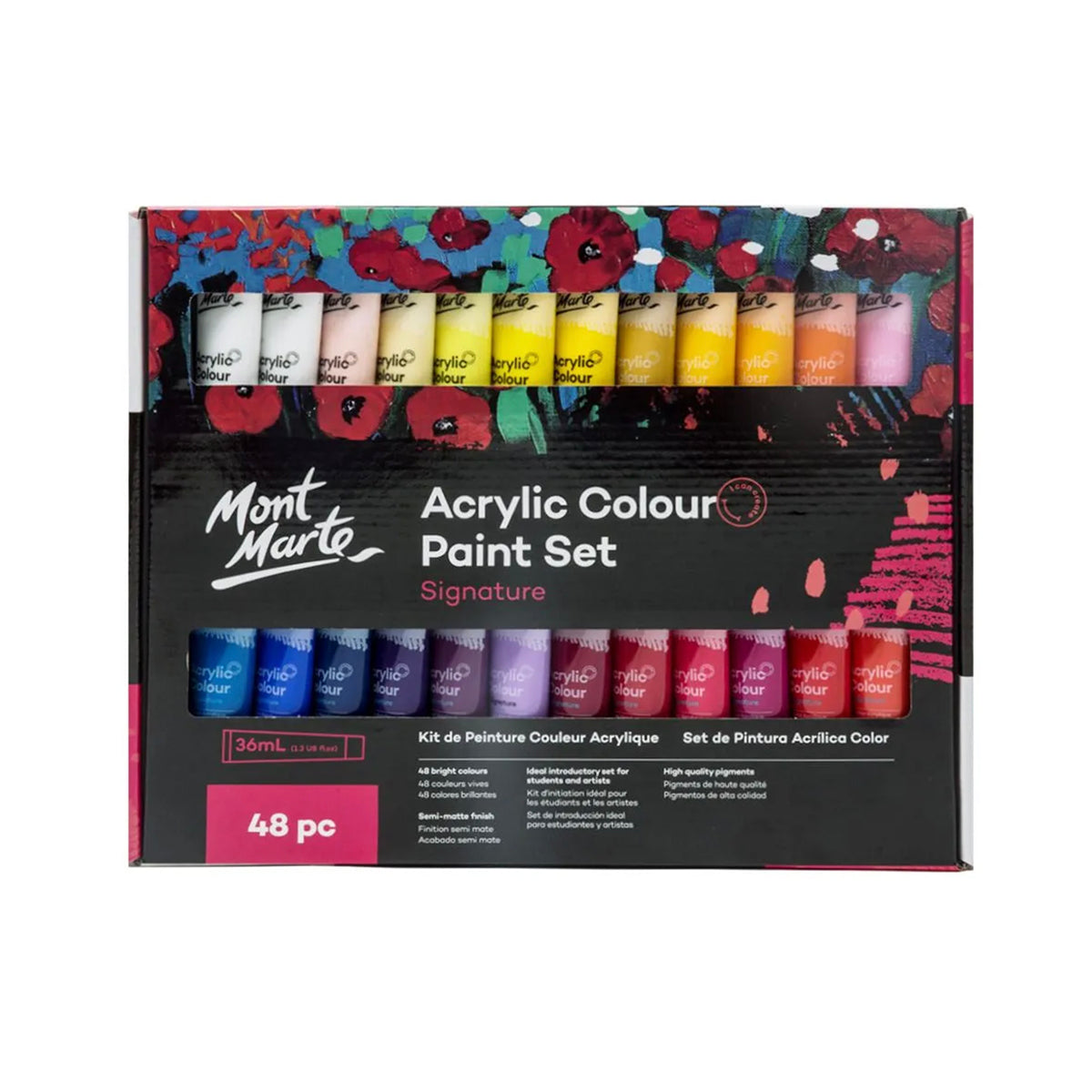 Mont Marte Acrylic Paint Set 36ml Tubes - 48pc - front