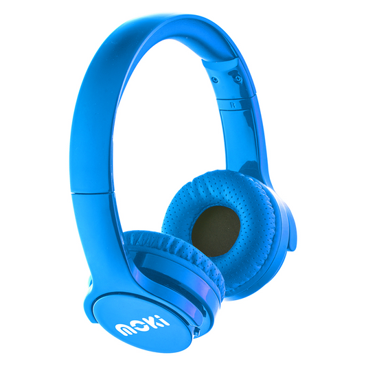 Moki Headphones Brites Bluetooth Blue with 3.5mm input for playing from non Bluetooth devices