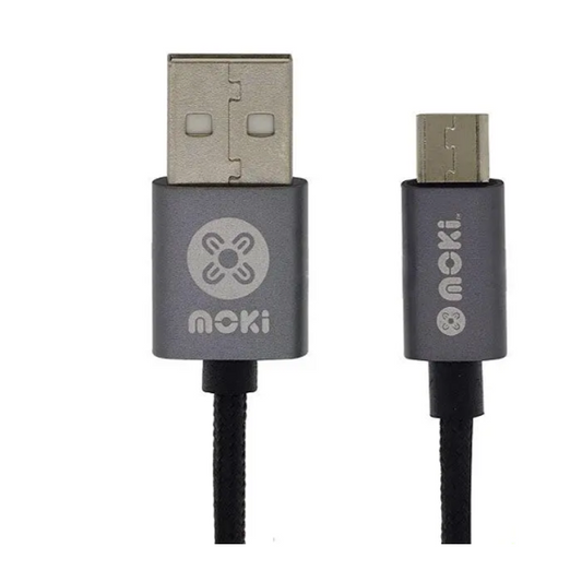 Moki Lightening To Usb Braided SynCharge Cable 90cm Gun Metal available in 10CM,150CM & 3M lengths