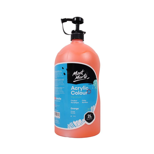 Mont Marte Acrylic Colour Paint - Orange 2L - front with pump