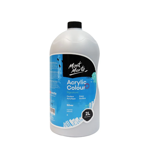 Mont Marte Acrylic Colour Paint - Silver 2L -  water based acrylic paint