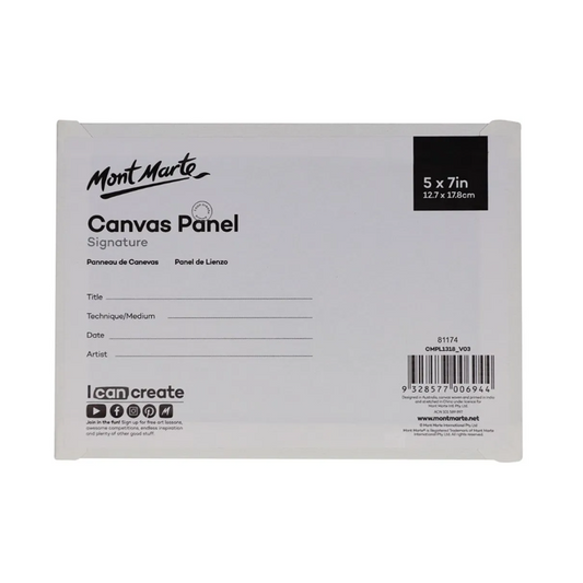 Mont Marte Canvas Panels12.7 x 17.8cm Pack/3 - back page