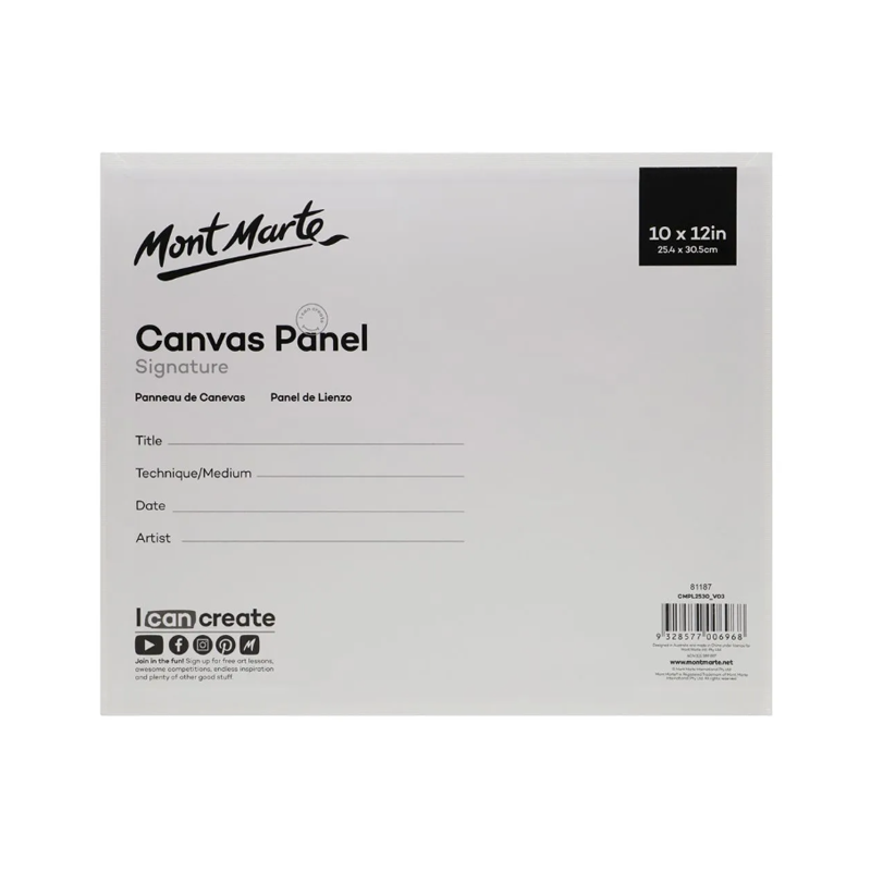 Mont Marte Canvas Panels 25.4 x 30.5cm Pack/2 - back view