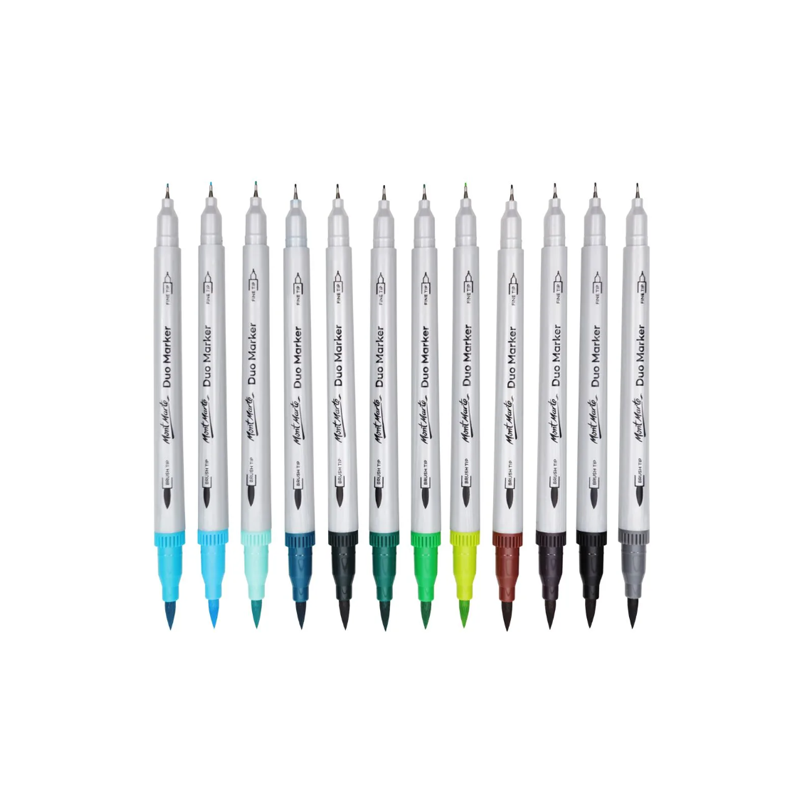 Mont Marte Duo Markers 24 Piece In Case - fine tip markers