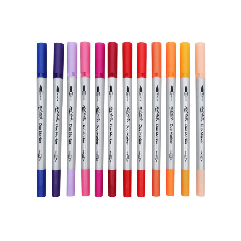 Mont Marte Duo Markers 24 Piece In Case - brush tip markers