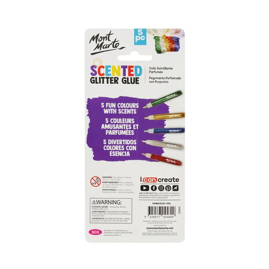 Mont Marte Scented Glitter Glue 5pc - back view