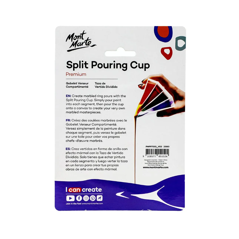 Mont Marte Split Pouring Cup Fluid Pouring Paint- back view