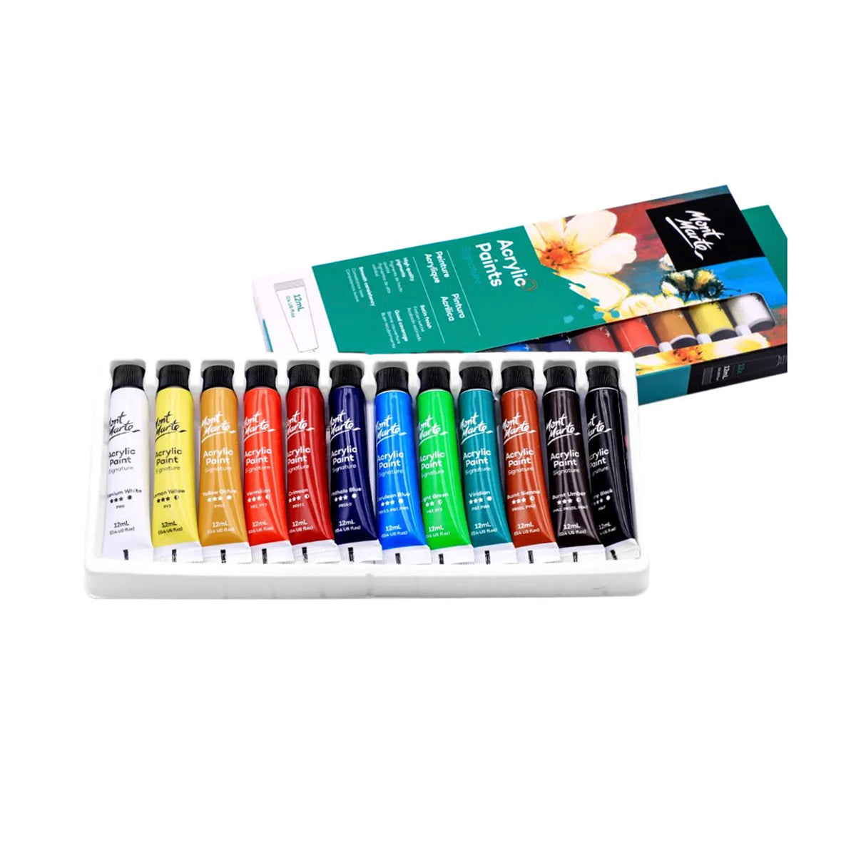 Mont Marte Acrylic Paint Set - 12pc - inside