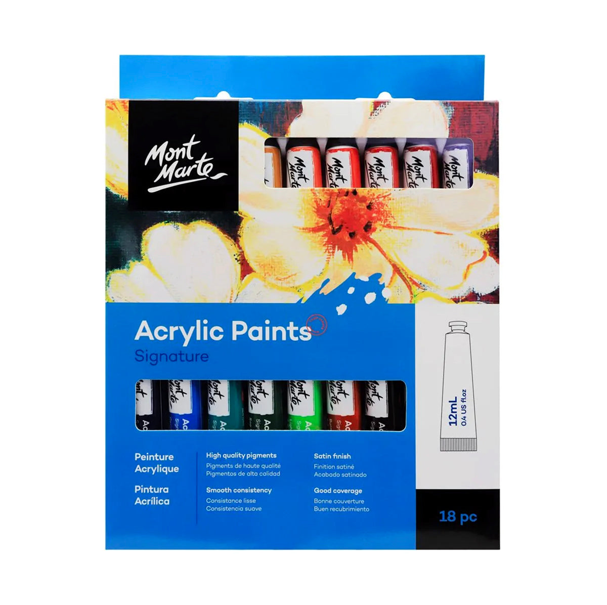 Mont Marte Acrylic Paint Set - 18pc - 18 x 12 ml tubes