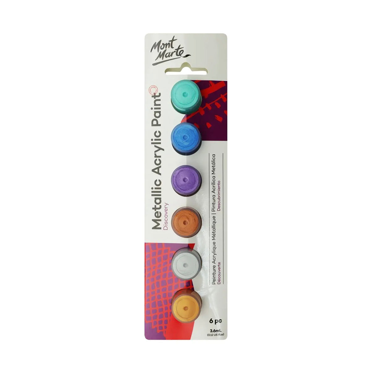 Mont Marte Metallic Acrylic Paint Set - 6pc - front view