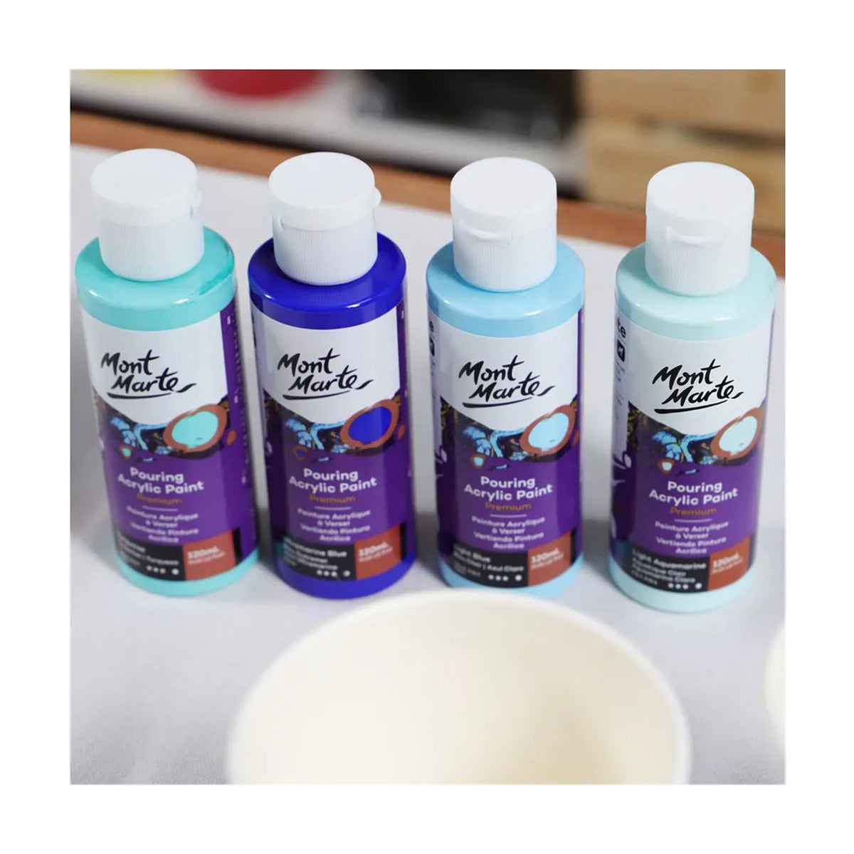 Mont Marte Pouring Paint 4pc 120ml - Marina - four colour ( ocean theme )