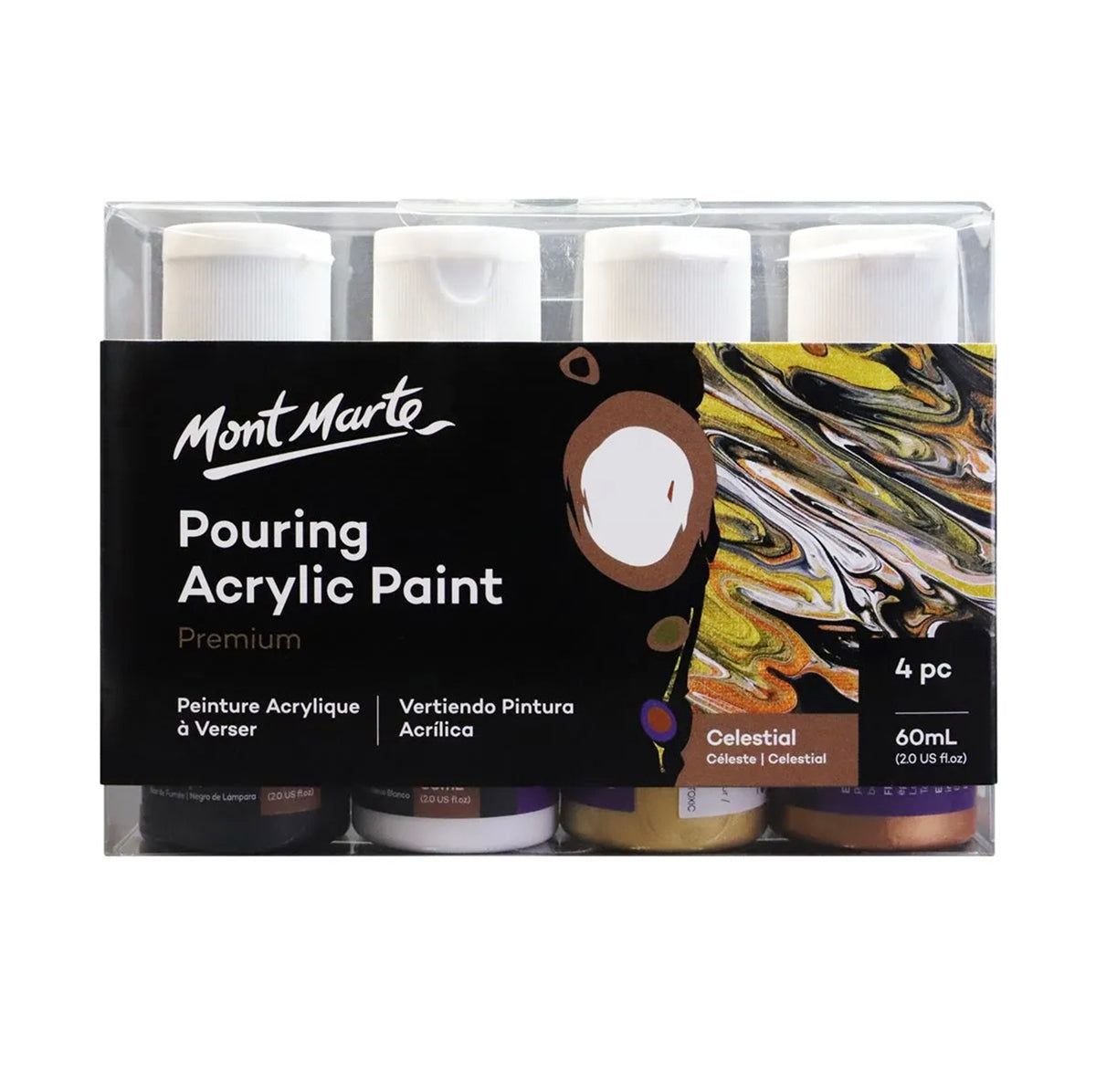 Mont Marte Pouring Paint 4pc 60ml - Celestial - front view